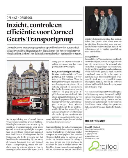 Klantverhaal Corneel Geerts, publicatie over tachograafbeheer met Orditool