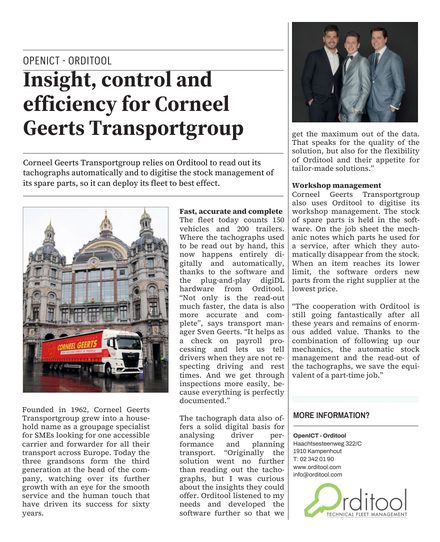 Publication Corneel Geerts Transportgroup, automatic tachograph readout with Orditool