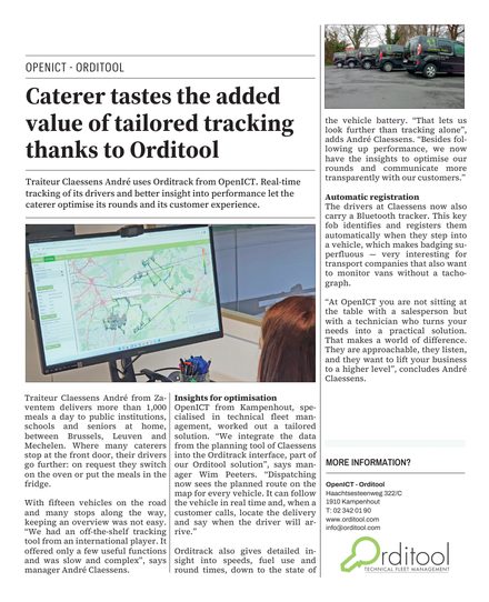 Publication Traiteur Claessens André, tailored tracking with Orditool
